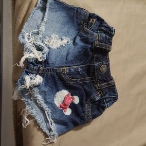 Custom made minnie mouse blue jean shorts